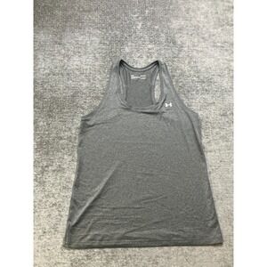 Under Armour HeatGear Tech Tank Top Womens Medium Heather Gray Loose Gym Workout